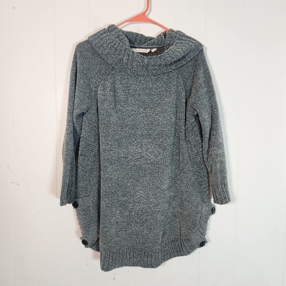Soft Surroundings Pale Green Chenille Funnel Neck Pullover Sweater Size Small